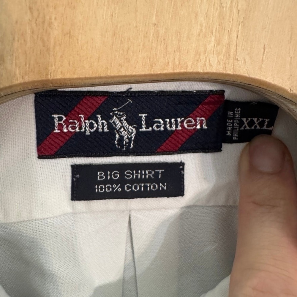 Ralph Lauren Big Shirt Mens XXL White Cotton Oxford Button Down Long Sleeve Pony - Picture 3 of 6